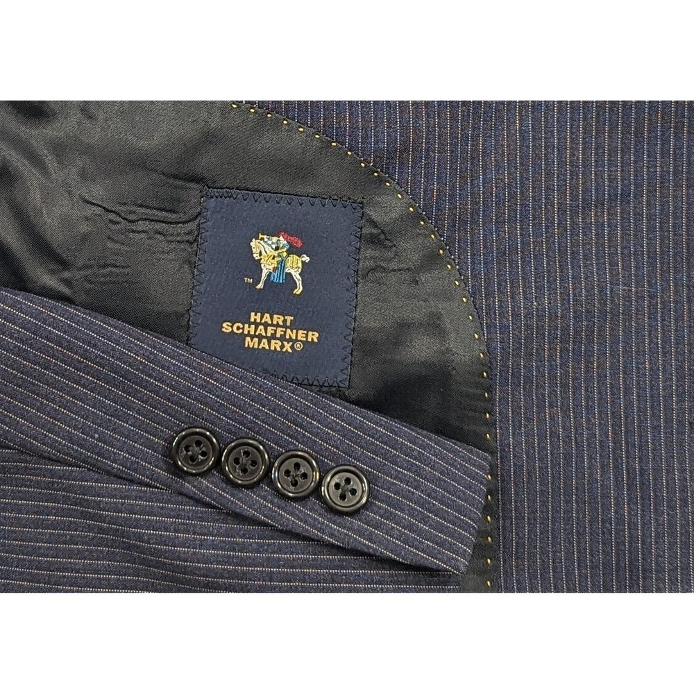 Hart Schaffner Wool Sports Blazer Suit Sports‎ Jacket Blue Pinstripe 42L EUC